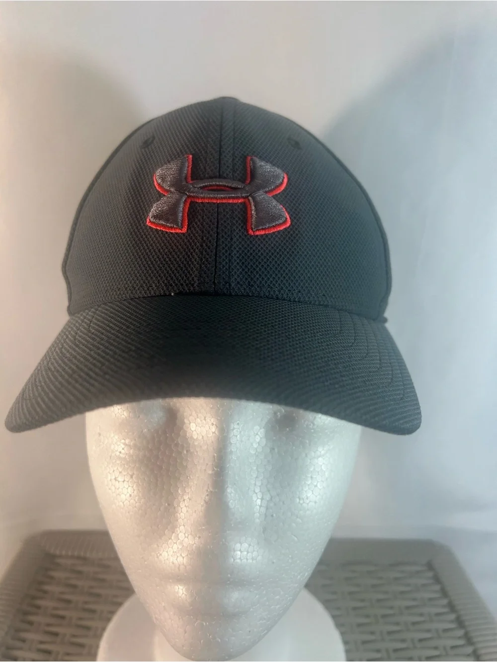 Under Armour Black and Gray Men's Athletic Cap with Red Logo